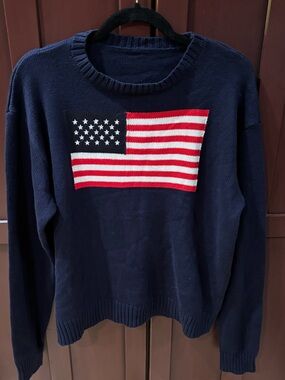 Navy Flag Knit Sweater - Women Size L